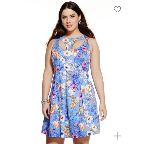 Eloquii floral print cutout flare dress Sz 18 NEW - Picture 1 of 3